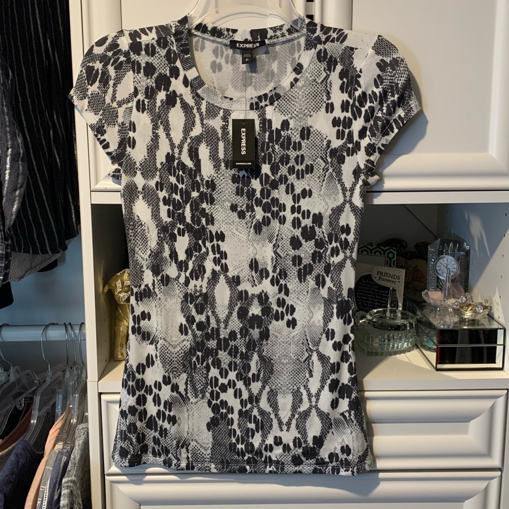 Express Animal Print Crew Neck Tee